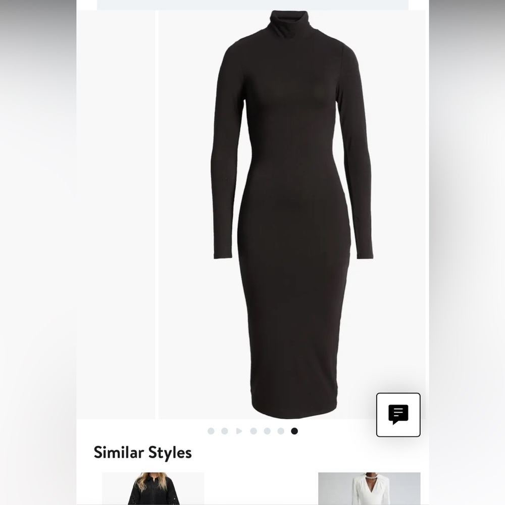 Good American Sundown Turtleneck Bodycon Dress Midi Dress, Black Size 3